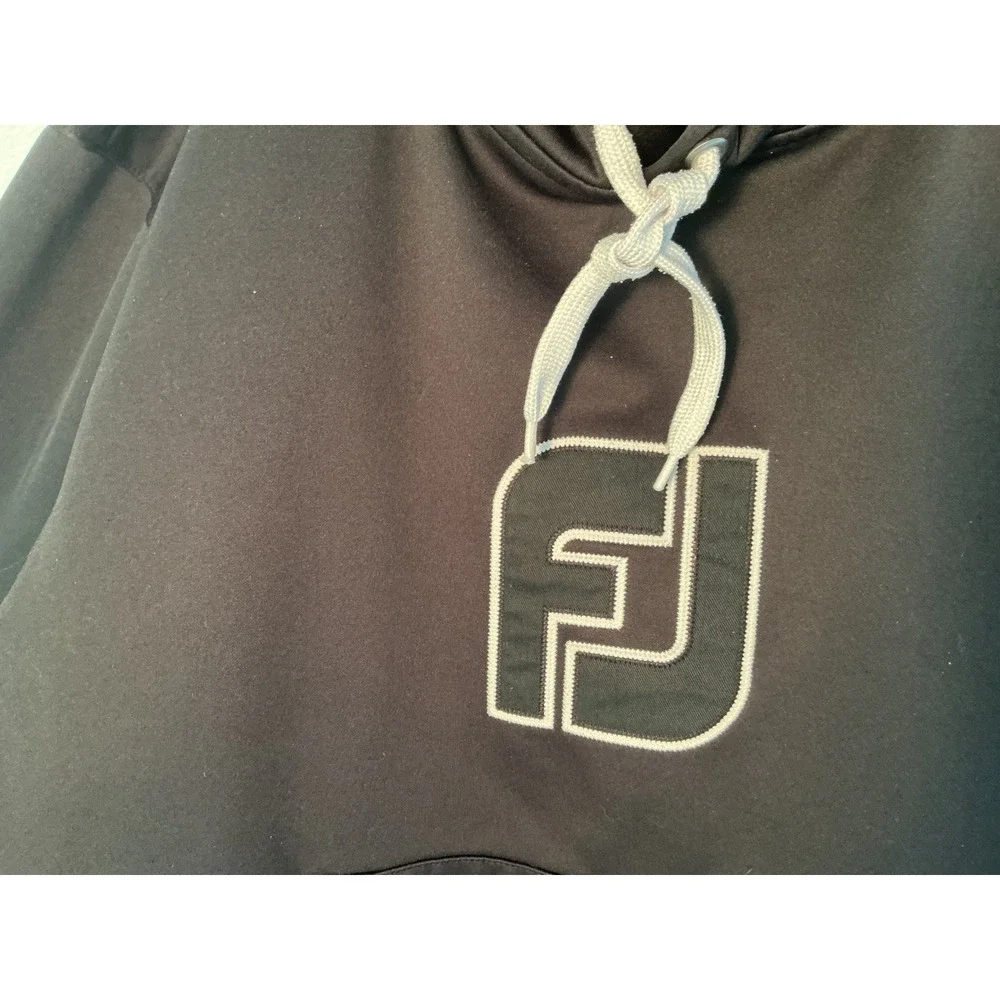 FootJoy Mens Performance Golf Hoodie Black Logo Pullover Sweatshirt Size M - Picture 2 of 8